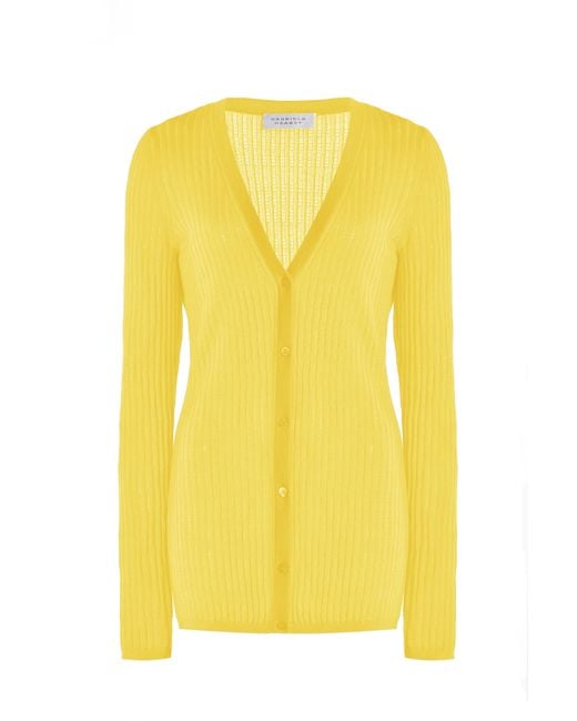Gabriela Hearst Yellow Emma Pointelle Knit Cardigan