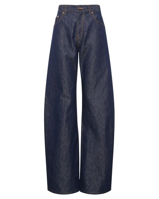 Gabriela Hearst Blue Amoret Barrel-Leg Jean