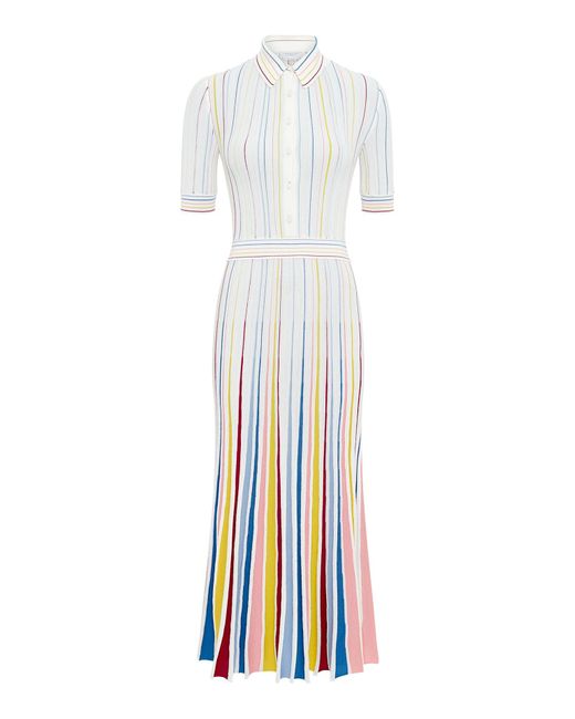 Gabriela Hearst White Calypso Pinstripe Knit Midi Dress