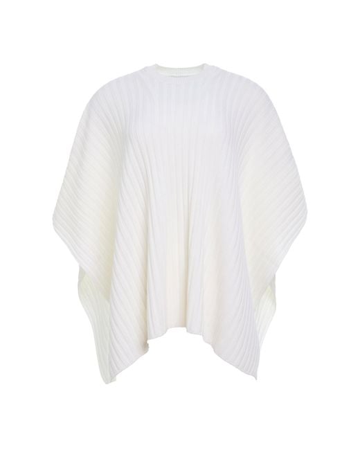 Gabriela Hearst White Baron Knit Cropped Poncho
