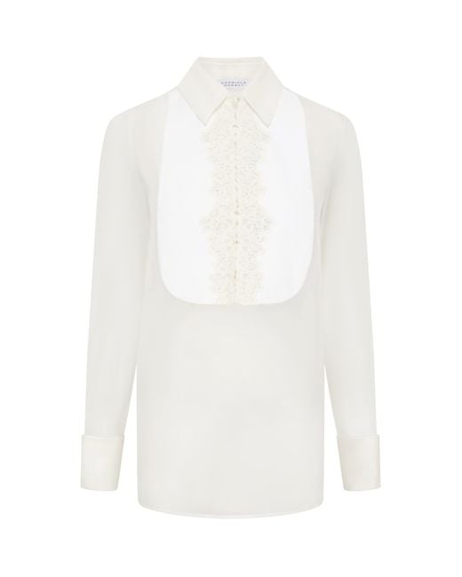 Gabriela Hearst White Oriana Lace Blouse