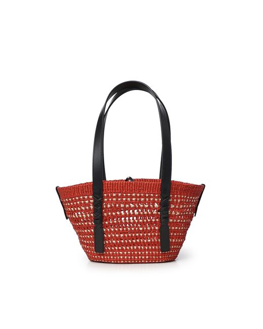 Borsa Cesto Braid Piccola di Loewe in Red