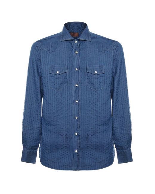 Camicia di Borriello in Blue da Uomo