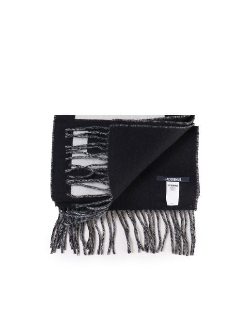 Sciarpa Con Frange E Logo di Jacquemus in Black