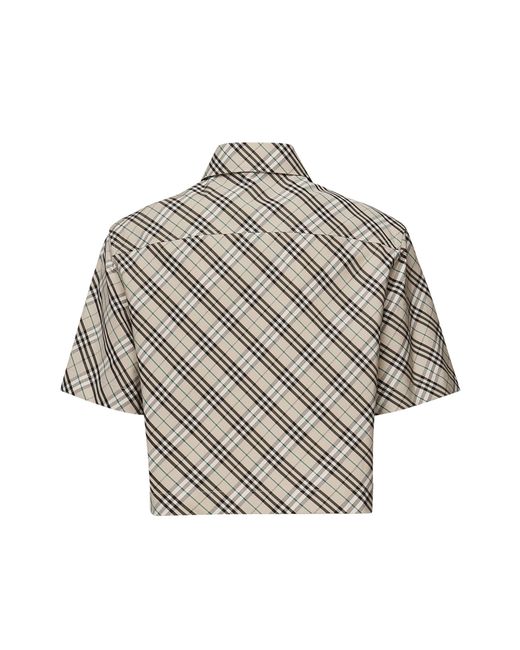 Camicia Cropped Check di Burberry in Gray