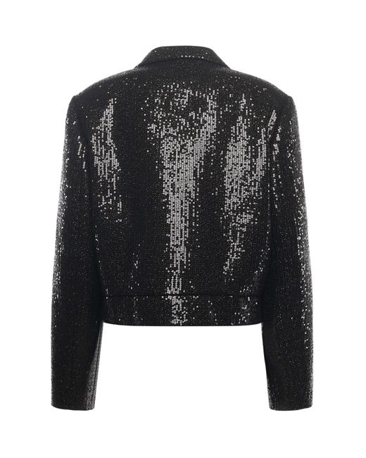 Giacca Cropped Con Paillettes di Genny in Black