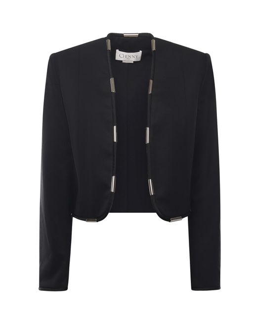 Giacca Cropped Con Dettagli Metallci di Genny in Blue