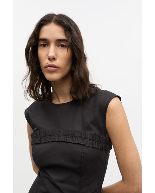 Ganni Black Stretch Cotton Corset Mini Dress