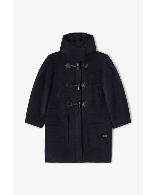 Ganni Black Wool Duffle Coat