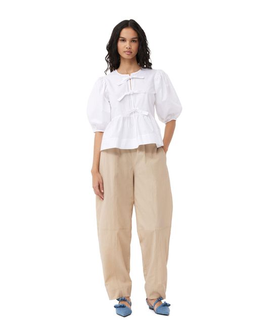 Ganni Natural Beige Elasticated Curve Trousers