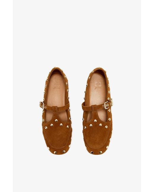 Ganni Brown Mary Jenny Moccasins
