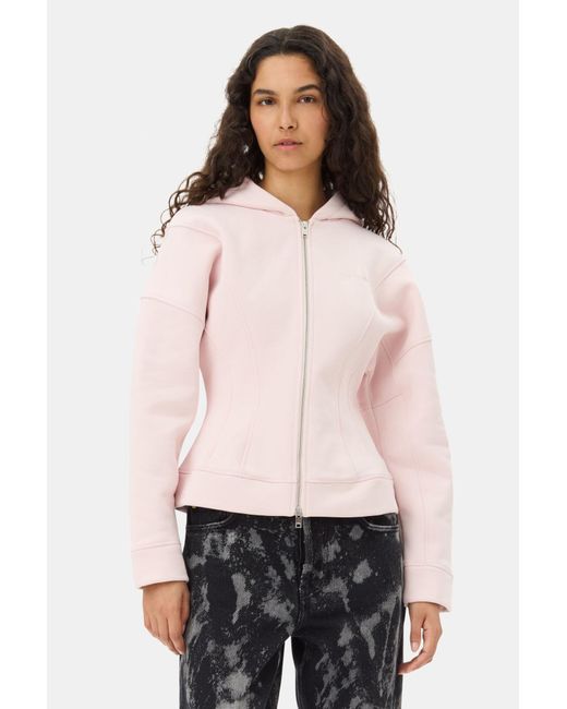 Ganni Pink Fleece Zip Hoodie
