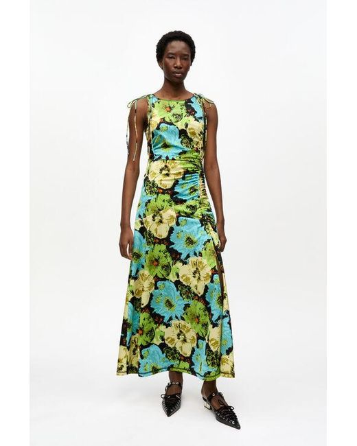 Robe Froncée En Jersey En Lycra À Imprimé En Mixed Taille Polyamide Recyclé/Spandex Ganni en coloris Green