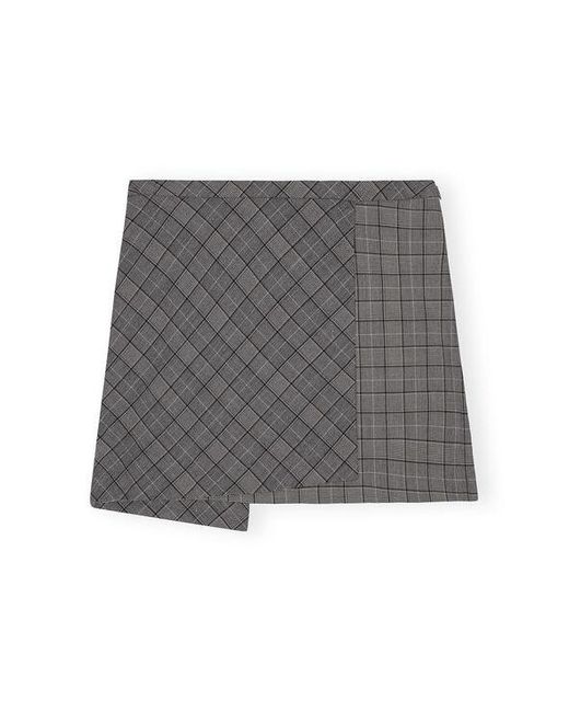 Ganni Black Checkered Mini Skirt