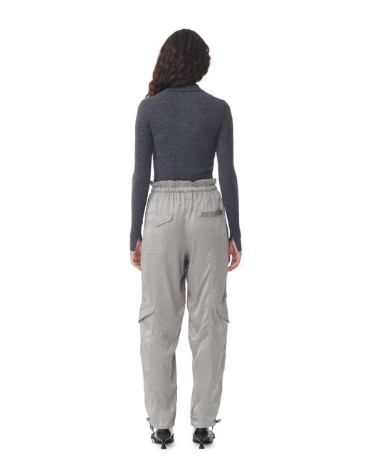 Ganni Multicolor Grey Washed Satin Trousers