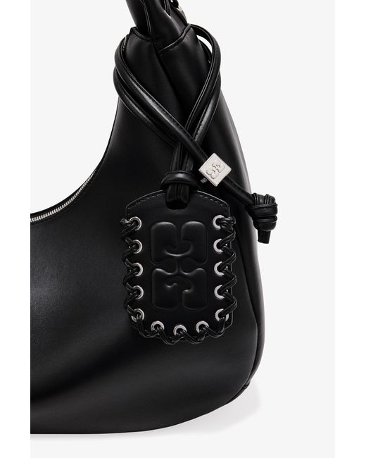 Ganni Black Medium Laces Hobo Bag