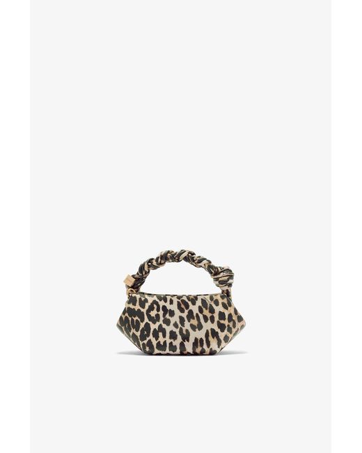 Ganni Brown Leopard Grained Mini Bou Bag