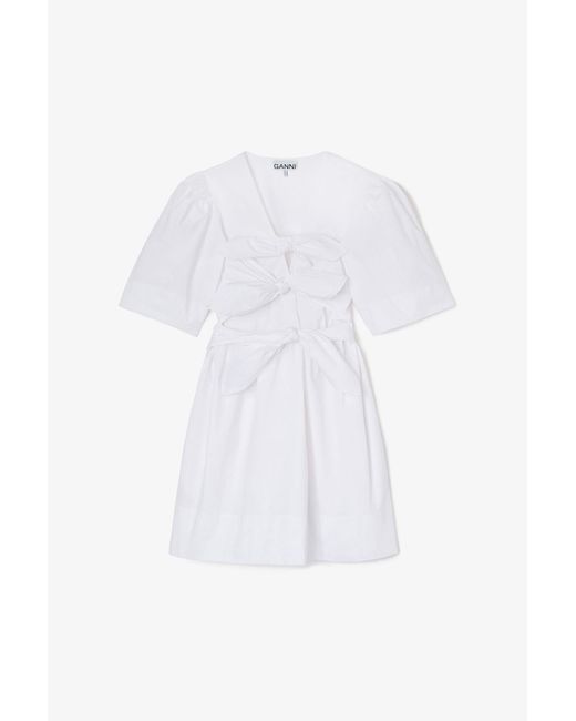 Ganni White Cotton Mini Dress