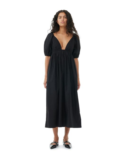 Ganni Black Cottonpoplin Long Dress Size 12