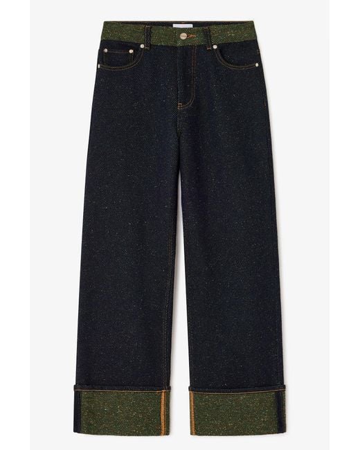 Ganni Blue Twill Denim Baggy Jeans