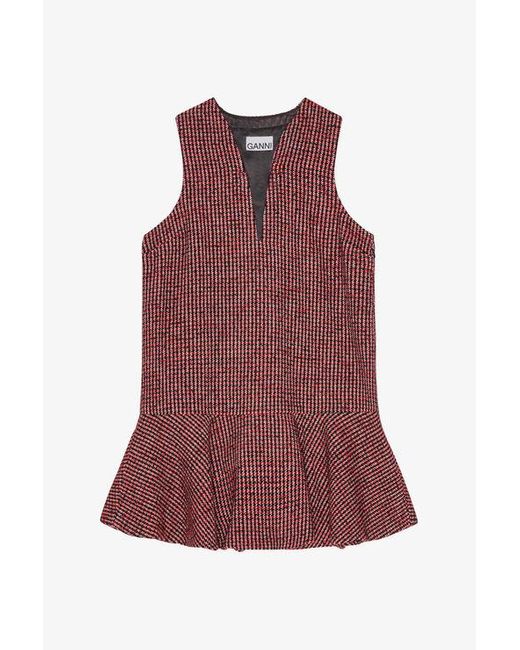 Ganni Red Check Mini Dress