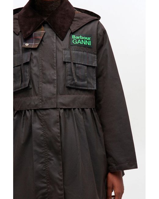 Ganni Black X Barbour Peplum Wax Jacket