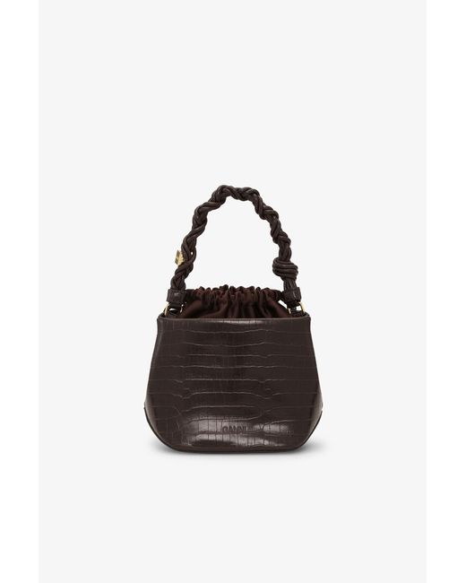 Ganni Green Croco Bou Bucket Bag