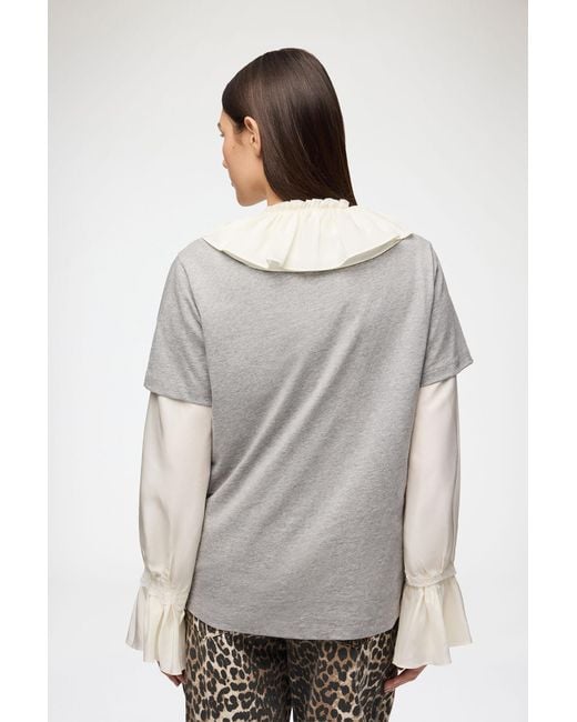 Ganni Gray T-Shirt With Forest Teddy