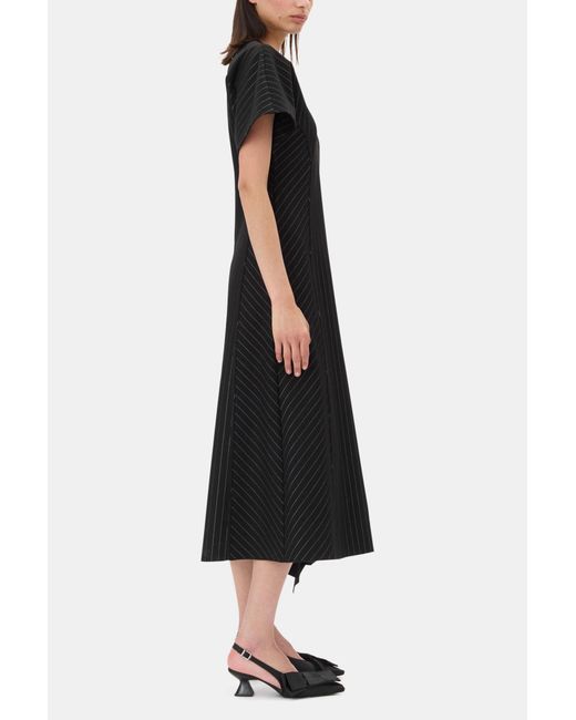 Ganni Black Pinstripe Long Dress