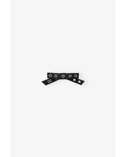 Ganni Black Eyelet Bow Barrette