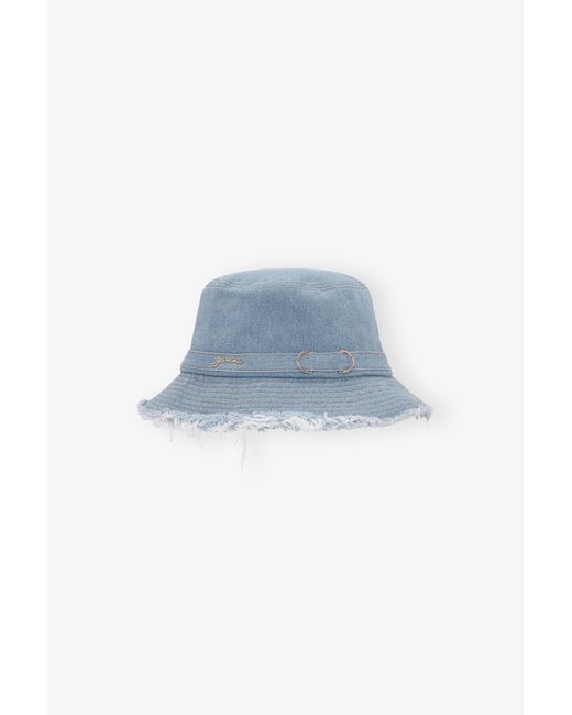 Ganni Blue Denim Bucket Hat