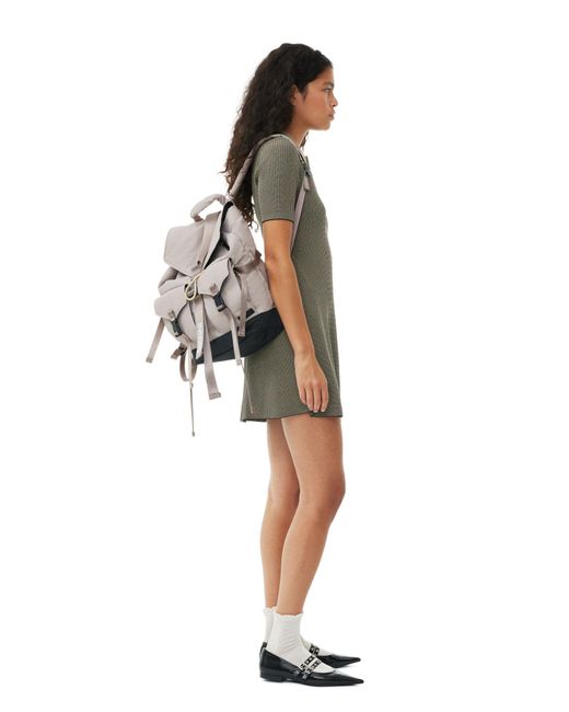 Ganni White Light Grey Tech Backpack