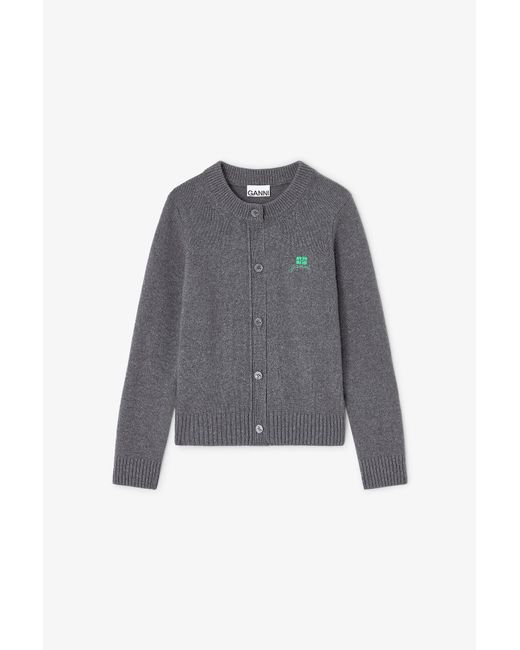 Ganni Gray Wool Mix Cardigan