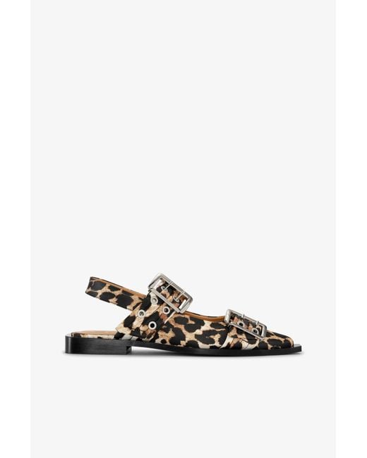 Ganni White Feminine Buckle Ballerinas