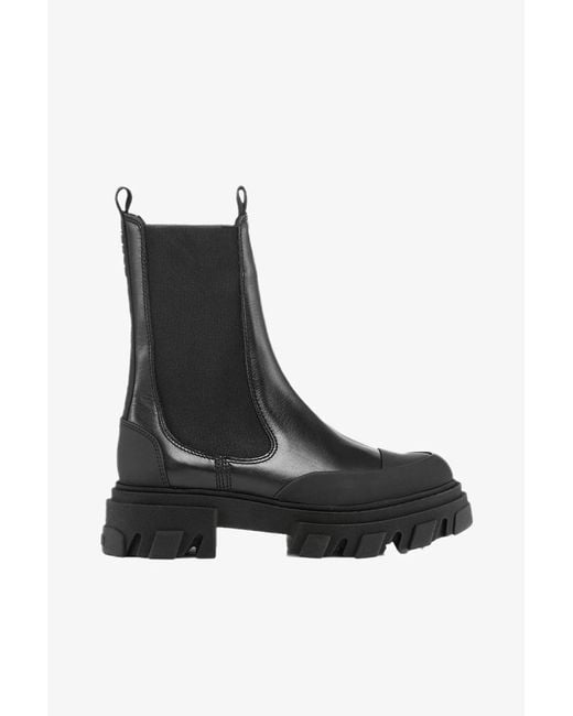 Ganni Black Mid Chelsea Boots