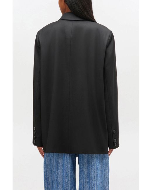 Ganni Black Double-Breasted Wool Blazer