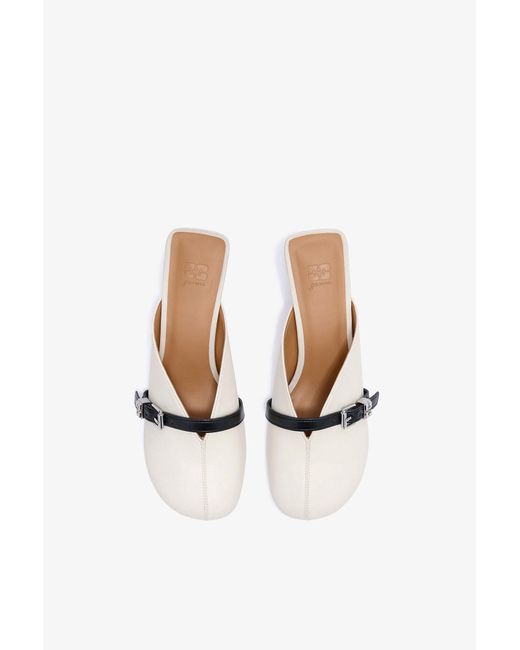 Ganni White Sue Heeled Mules In