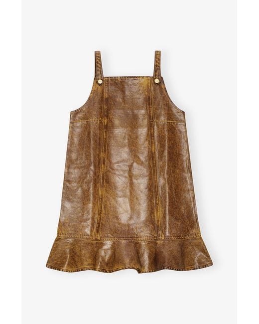 Ganni Natural Foil Denim Mini Dress