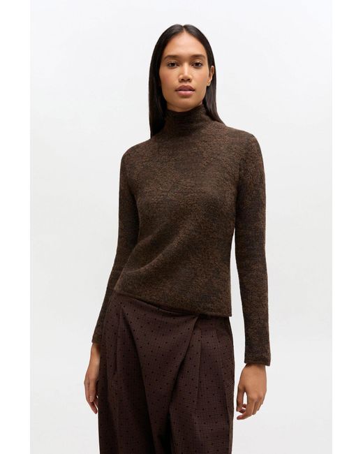 Ganni Brown Sheer Turtleneck