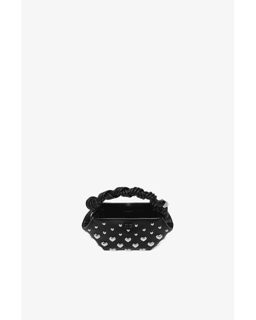 Ganni Black Mini Bou Bag With Heart Studs In