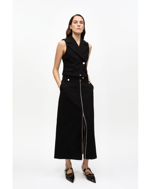 Ganni Black Bonded Crepe Skirt