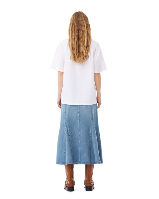 T-shirt White Future Relaxed Sun Taille XS Coton Biologique/Coton Recyclé Ganni en coloris Blue
