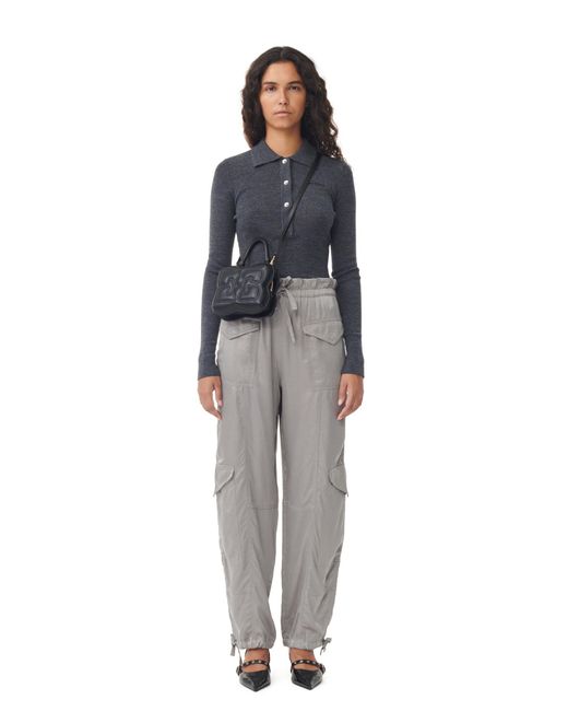 Ganni Multicolor Grey Washed Satin Trousers