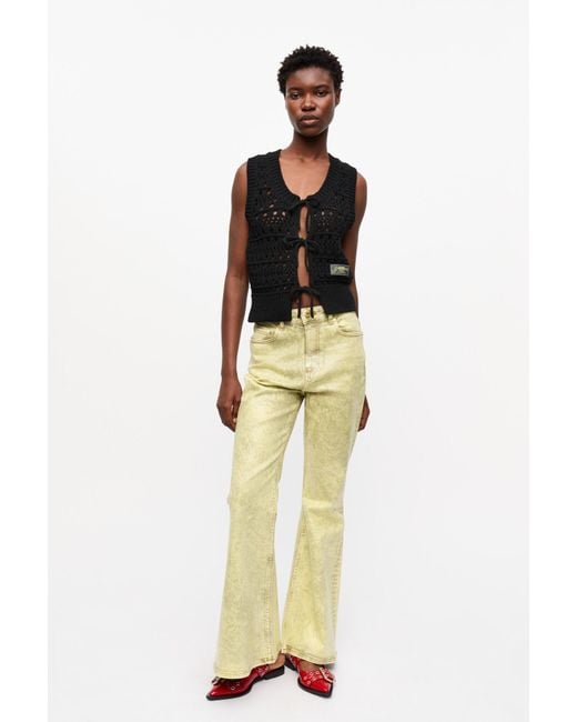 Ganni Metallic Grüne Überfärbte Jeans