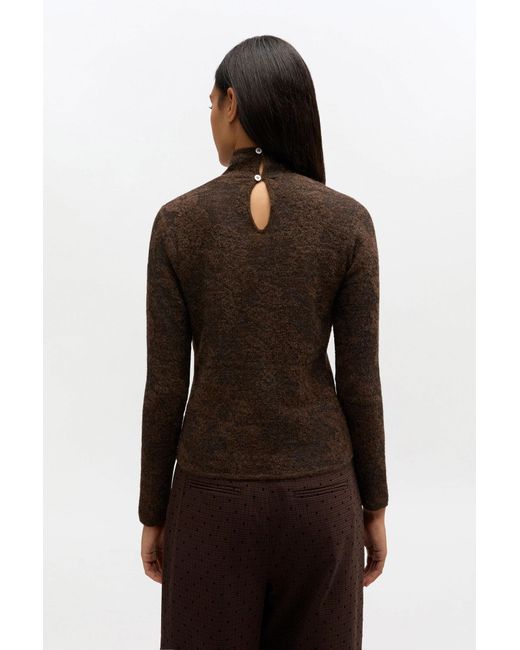 Ganni Brown Sheer Turtleneck