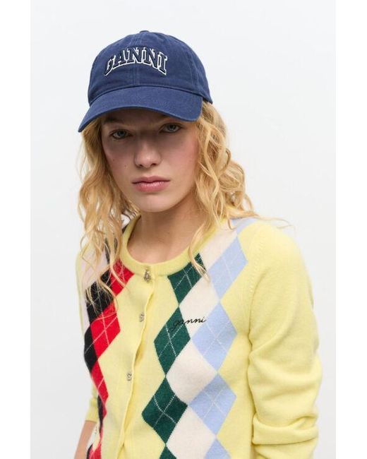 Ganni Blue Marineblaue Canvas-Kappe