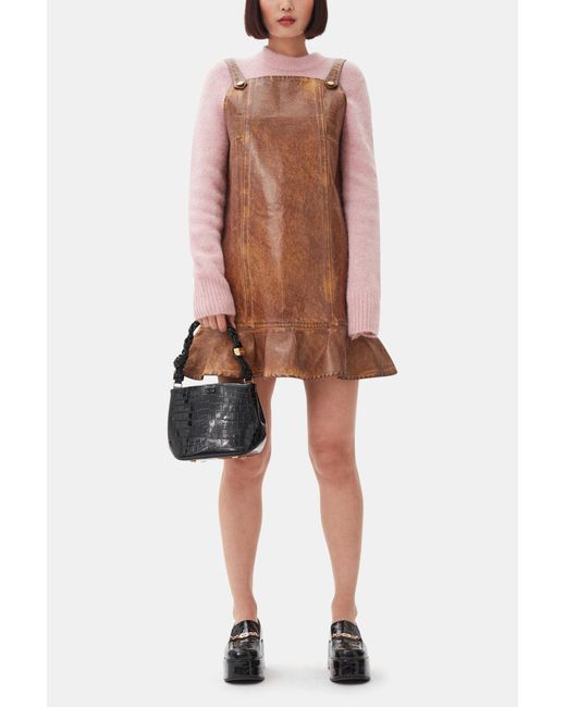 Ganni Natural Foil Denim Mini Dress