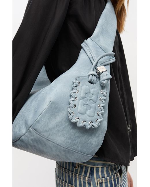 Ganni Blue Bleached Medium Hobo Bag
