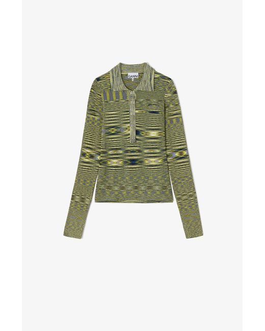 Ganni Green Polo Shirt