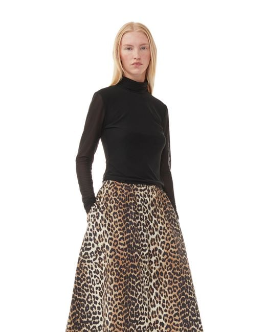 Ganni Multicolor Leopard Printed Elasticated Maxi Skirt